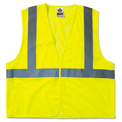 ergodyne® GloWear® 8210HL Class 2 Economy Safety Vest, Polyester Mesh, Hook Closure, Large to X-Large, Lime Apparel-Safety Vest - Office Ready