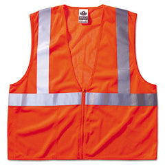ergodyne® GloWear® 8210Z Class 2 Economy Safety Vest, Polyester Mesh, Zipper Closure, Large to X-Large, Orange