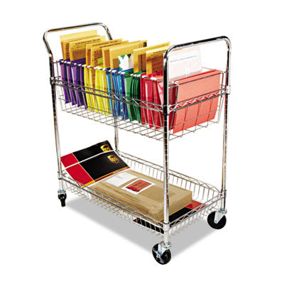 Alera® Carry-all Cart/Mail Cart, Metal, 1 Shelf, 1 Bin, 34.88