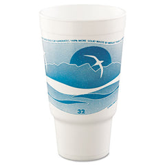 Dart® Horizon® Hot/Cold Foam Drinking Cups, 32 oz, Teal/White, 16/Bag, 25 Bags/Carton