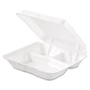 Dart® Foam Hinged Lid Containers, 3-Compartment, 7.5 x 8 x 2.3, White, 200/Carton Food Containers-Takeout Clamshell, Foam - Office Ready
