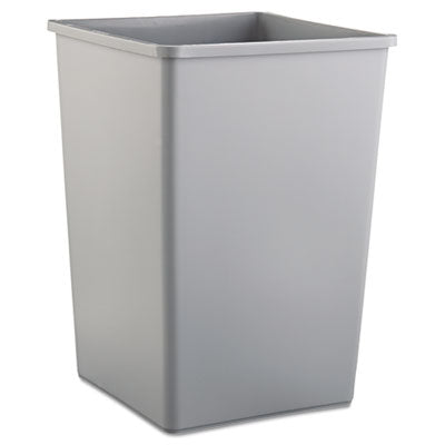 Rubbermaid® Commercial Untouchable® Square Waste Receptacle, Plastic, 35 gal, Gray Waste Receptacles-Indoor Recycling Bins - Office Ready