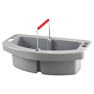 Rubbermaid® Commercial Maid Caddy, Two Compartments, 16 x 9 x 5, Gray Can Rim Trays - Office Ready