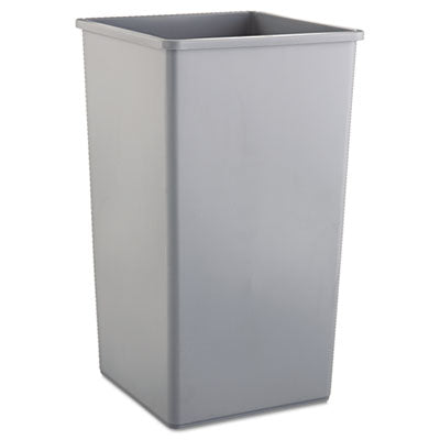 Rubbermaid® Commercial Untouchable® Square Waste Receptacle, Plastic, 50 gal, Gray Waste Receptacles-Indoor Recycling Bins - Office Ready