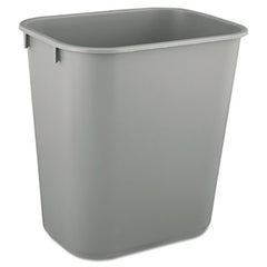 Rubbermaid® Commercial Deskside Plastic Wastebasket, Rectangular, 3.5 gal, Gray