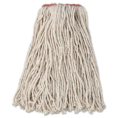 Rubbermaid® Commercial Non-Launderable Premium Cut-End Cotton Wet Mop Heads, 16oz, White, 1" Orange Band, 12/Carton