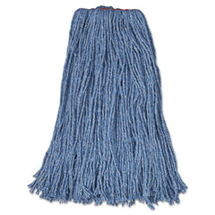 Rubbermaid® Commercial Non-Launderable Cotton/Synthetic Cut-End Wet Mop Heads, 24 oz, 1" Band, Blue, 12/Carton