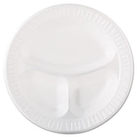 Dart® Quiet Classic® Laminated Foam Dinnerware, Plate, 3-Compartment, 10.25