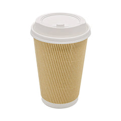 Karat® Ripple Hot Cups, 16 oz, Kraft/White, 500/Carton