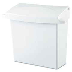 Rubbermaid® Commercial Sanitary Napkin Receptacle with Rigid Liner, Rectangular, Plastic, White
