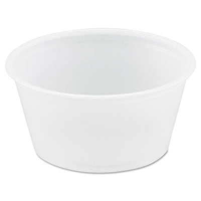 Dart® Polystyrene Portion Cups, 2 oz, Translucent, 250/Bag, 10 Bags/Carton Portion Cups, Plastic - Office Ready
