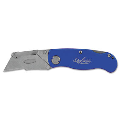 Great Neck® Sheffield Folding Lockback Knife, 1 Utility Blade, Blue Knives-Folding Utility/Box Cutter - Office Ready