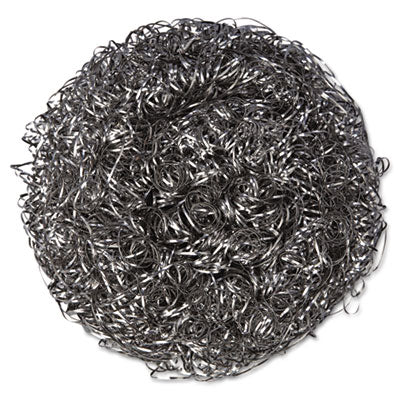Kurly Kate® Stainless Steel Scrubbers, Large, 4 x 4, Steel Gray, 12 Scrubbers/Pack, 6 Packs/Carton Scouring Pads/Sticks-Stainless Steel Scrubber - Office Ready