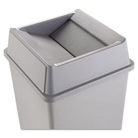 Rubbermaid® Commercial Untouchable® Square Swing Top Lid, Plastic, 20.13w x 20.13d x 6.25h, Gray Waste Receptacle Lids-Swing-Top Lids - Office Ready