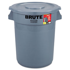 Rubbermaid® Commercial Brute® Container, Round, Plastic, 32 gal, Gray