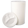 Dart® Quiet Classic® Laminated Foam Dinnerware, Plate, 3-Compartment, 10.25" dia, White, 125/Pack, 4 Packs/Carton Dinnerware-Plate, Foam - Office Ready