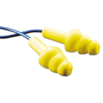 3M™ E·A·R™ UltraFit™ Reusable Earplugs, Corded, 25dB NRR, Blue/Yellow, 100 Pairs Banded Ear Plugs - Office Ready
