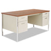 Alera® Double Pedestal Steel Desk, 60" x 30" x 29.5", Cherry/Putty Metal Mailroom & Shop Desks - Office Ready