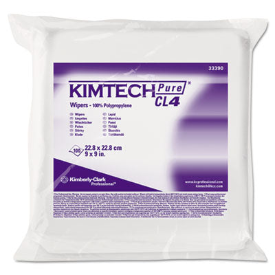 Kimtech™ W4 Critical Task Dry Wipers, Flat Double Bag, 3-Ply, 9 x 9, Unscented, White, 100/Bag, 5 Bags/Carton Disposable Dry Wipes - Office Ready