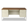 Alera® Double Pedestal Steel Desk, 60" x 30" x 29.5", Cherry/Putty Metal Mailroom & Shop Desks - Office Ready