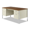 Alera® Double Pedestal Steel Desk, 60" x 30" x 29.5", Cherry/Putty Metal Mailroom & Shop Desks - Office Ready