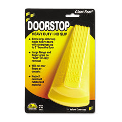 Master Caster® Giant Foot® Doorstop, No-Slip Rubber Wedge, 3.5w x 6.75d x 2h, Safety Yellow