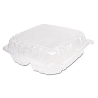 Dart® ClearSeal® Hinged-Lid Plastic Containers, 3-Compartment, 9.4 x 8.9 x 3, Plastic, 100/Bag, 2 Bags/Carton Takeout Food Containers - Office Ready