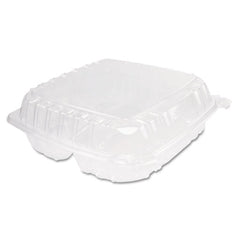 Dart® ClearSeal® Hinged-Lid Plastic Containers, 3-Compartment, 9.4 x 8.9 x 3, Plastic, 100/Bag, 2 Bags/Carton