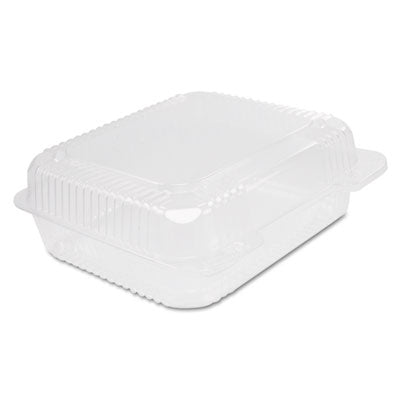 Dart® StayLock® Clear Hinged Lid Containers, 7.8 x 8.3 x 3, Clear, Plastic, 125/Bag, 2 Bags/Carton Food Containers-Takeout - Office Ready
