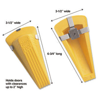 Master Caster® Giant Foot® Magnetic Doorstop, No-Slip Rubber Wedge, 3.5w x 6.75d x 2h, Yellow Door Hardware-Wedge Doorstop - Office Ready