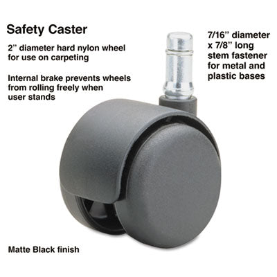 Master Caster® Safety Casters, Standard Neck, Grip Ring Type B Stem, 2