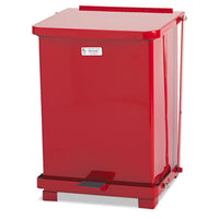 Rubbermaid® Commercial Defenders® Heavy-Duty Steel Step Can, 4 gal, Steel, Red Biohazard/Infectious Waste Bins - Office Ready