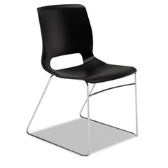 HON® Motivate® High-Density Stacking Chair, Supports Up to 300 lb, Onyx Seat, Black Back, Chrome Base, 4/Carton