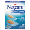 3M Nexcare™ Waterproof Bandages, Clear Bandages, Assorted Sizes, 50/Box Bandages-Water-Proof Self-Adhesive Strip - Office Ready