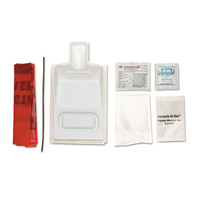 Medline Biohazard Fluid Clean Up Kit, 10.3 x 1.6 x 10.5, 7 Pieces, Synthetic-Fabric Bag Blood Cleanup Kits-Biohazard - Office Ready