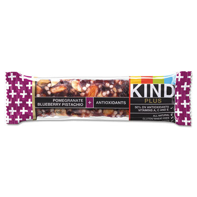 KIND Plus Nutrition Boost Bars, Pom. Blueberry Pistachio/Antioxidants, 1.4 oz, 12/Box Nutrition Bars - Office Ready