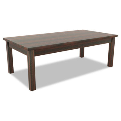 Alera® Valencia™ Series Corner Occasional Table, Rectangle, 47.254w x 19.13d x 16.38h, Mahogany Tables-Reception & Lounge Tables - Office Ready