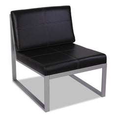 Alera® Ispara Series Armless Chair, 26.57" x 30.71" x 31.1", Black Seat/Back, Silver Base