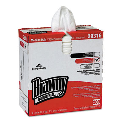 Brawny® Professional Lightweight Disposable Shop Towels, 9.1 x 12.5, White, 2,000/Carton Towels & Wipes-Shop Towels and Rags - Office Ready