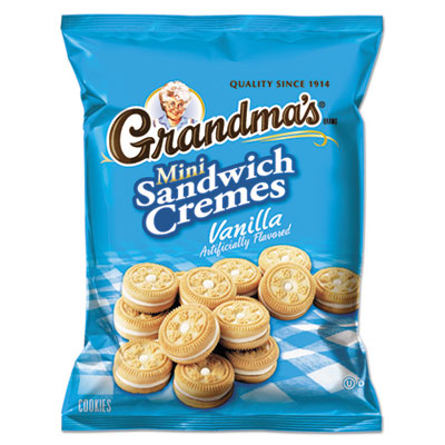 Grandma's® Mini Vanilla Creme Sandwich Cookies, 3.71 oz, 24/Carton Cookies - Office Ready