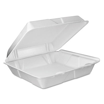 Dart® Foam Hinged Lid Containers, Vented Lid, 9 x 9.4 x 3, White, 100/Pack, 2 Packs/Carton Food Containers-Takeout Clamshell, Foam - Office Ready
