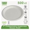 Eco-Products® Sugarcane Dinnerware, 9" dia, Natural White, 500/Carton Dinnerware-Plate, Bagasse - Office Ready
