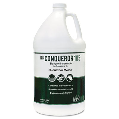 Fresh Products Bio Conqueror 105 Enzymatic Odor Counteractant Concentrate, Cucumber Melon, 1 gal Bottle, 4/Carton Air Fresheners/Odor Eliminators-Counteractant/Digester - Office Ready