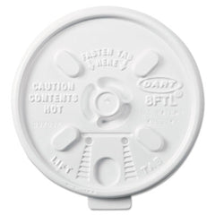 Dart® Lift n' Lock Plastic Hot Cup Lids, Fits 6 oz to 10 oz Cups, White, 1,000/Carton