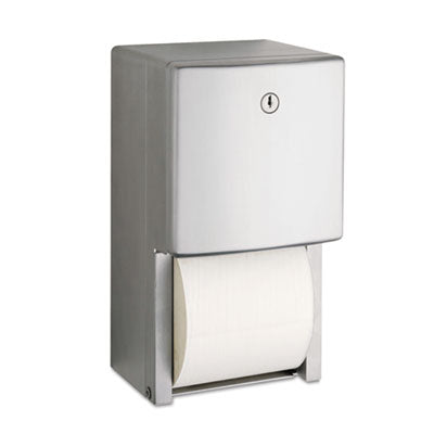 Bobrick ConturaSeries® Two-Roll Tissue Dispenser, 6.08 x 5.94 x 11, Stainless Steel Standard Roll, Twin Toilet Paper Dispensers - Office Ready