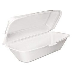 Dart® Foam Hinged Lid Containers, Hoagie Container with Removable Lid, 5.3 x 9.8 x 3.3, White, 125/Bag, 4 Bags/Carton