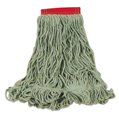 Rubbermaid® Commercial Super Stitch® Blend Mop, Cotton/Synthetic, Green, Large Wet Mop Heads - Office Ready