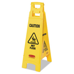 Rubbermaid® Commercial "Caution Wet Floor" 4-Sided Floor Sign, 4-Sided, 12 x 16 x 38, Yellow