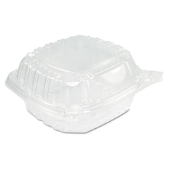 Dart® ClearSeal® Hinged-Lid Plastic Containers, Sandwich Container,13.8 oz, 5.4 x 5.3 x 2.6, Clear, 500/Carton