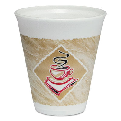 Dart® Café G® Foam Hot/Cold Cups, 12 oz, Brown/Red/White, 20/Pack Cups-Hot/Cold Drink, Foam - Office Ready